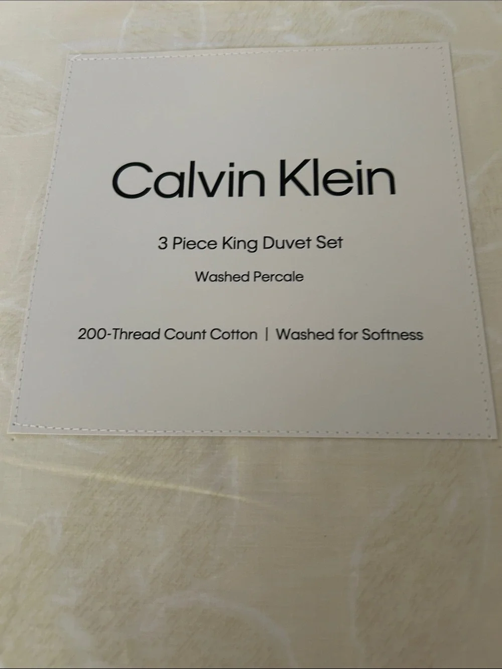 Calvin Klein King Duvet Cover Set, 3 Piece Bed Set  (Yellow Leaves), Beige, NWT